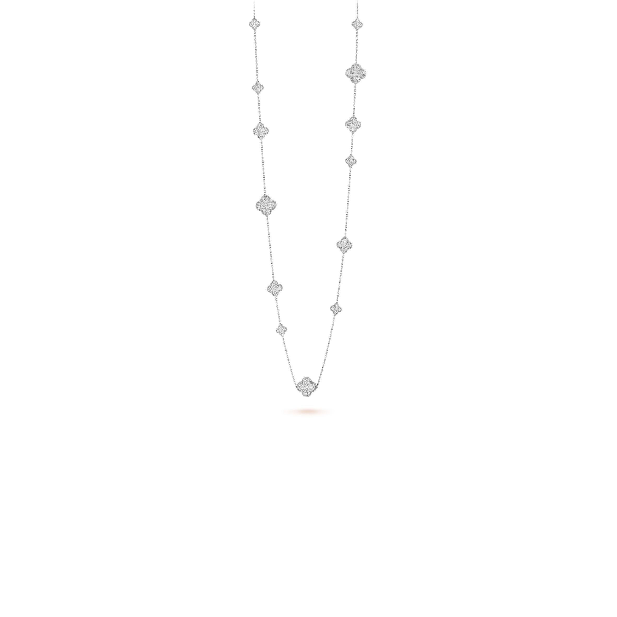 v*n cl*f arpels magic alhambra long necklace, 16 motifs - white gold, Di*m*nd  vcarn9mo00